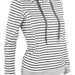 Nursing Striped Hoodie - White With Black Stripes
