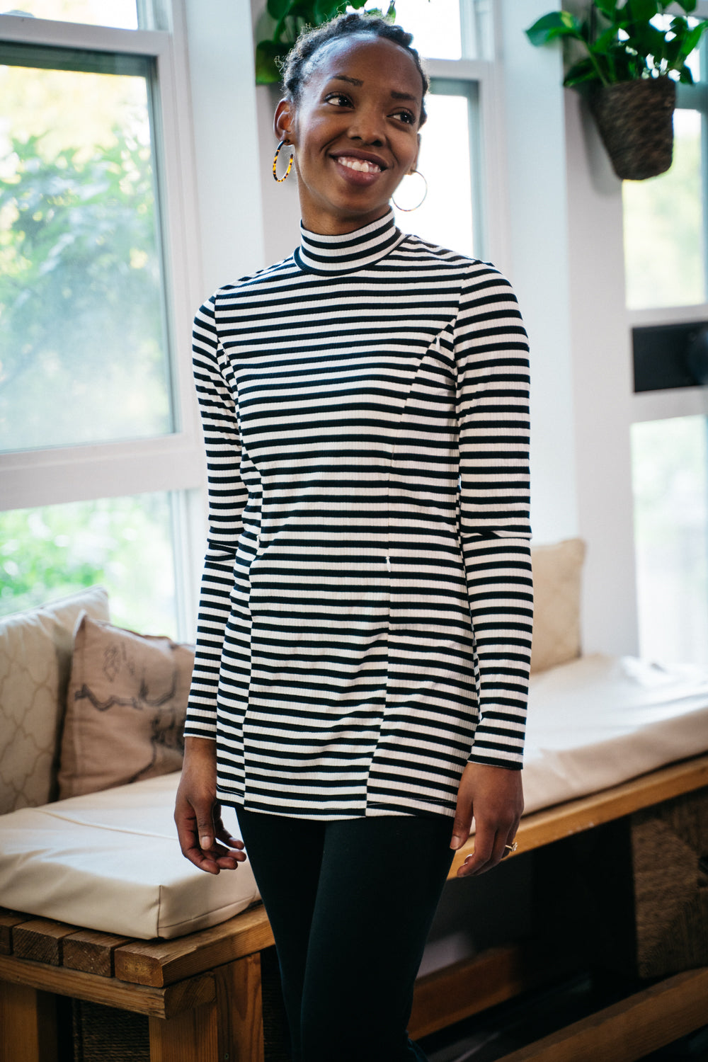 Nursing Striped Turtleneck Tunic