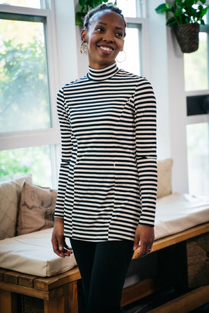 Nursing Striped Turtleneck Tunic