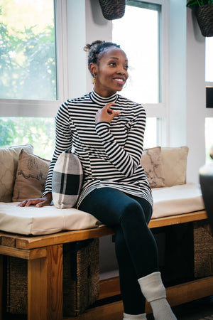 Nursing Striped Turtleneck Tunic