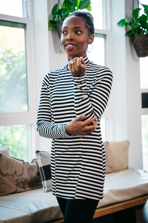 Nursing Striped Turtleneck Tunic
