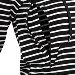 Nursing Striped Hoodie - Black with White Stripes