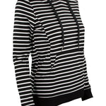 Nursing Striped Hoodie - Black with White Stripes