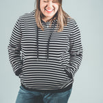 Nursing Striped Hoodie - Black with White Stripes