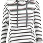 Nursing Striped Hoodie - White With Black Stripes