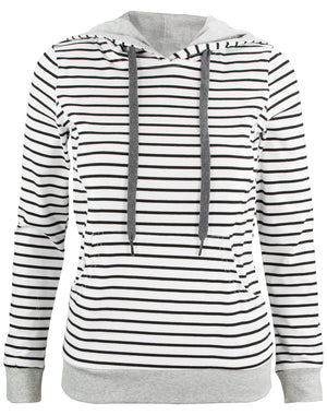 Nursing Striped Hoodie - White With Black Stripes